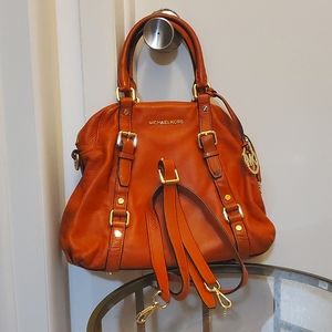 Orange Michael Kors Slouchy Leather Satchel